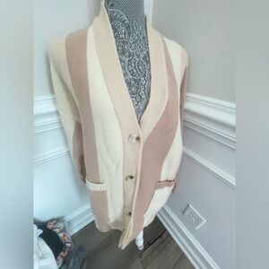 Boutique Molly Green Womens Color Block Button Sweater Cardigan Size M/L New